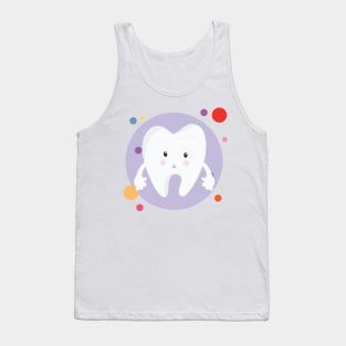 Sad Scared Broken Tooth With Cavity Adorable Cute Kawaii Design Tank Top